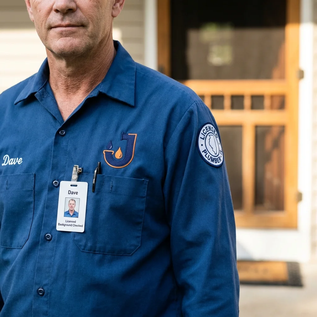 Licensed plumber showing ID badge in Seabeck, WA